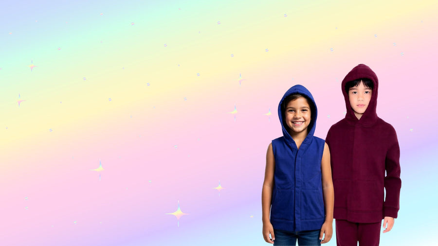 Sensory kids modeling sensory friendly adaptive clothing