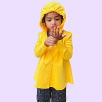 Sensory friendly hoodie with hood that fits headphones, magnetic closures, and no tags. 
