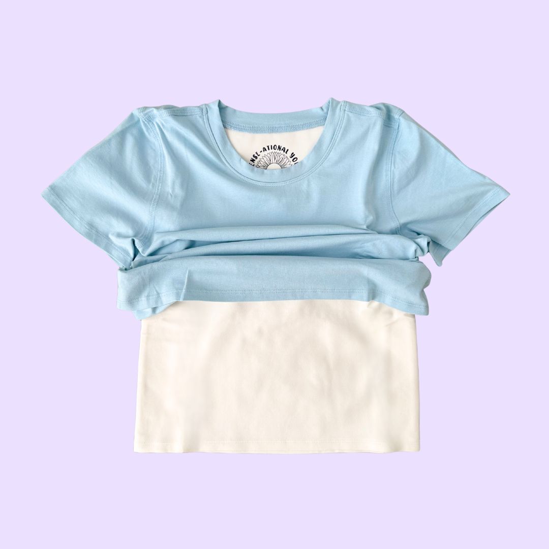 Compression attached to shirt for sensory kids and sensory seekers.