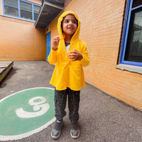 Boy stimming in sensory friendly hoodie and pants